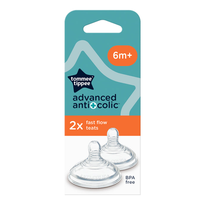 Tommee Tippee Advanced Anti-Colic Teat Fast Flow 2Pack, 6+Months