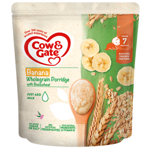 Cow & Gate Banana Wholegrain Porridge with Buckwheat, 7+Months, 200g