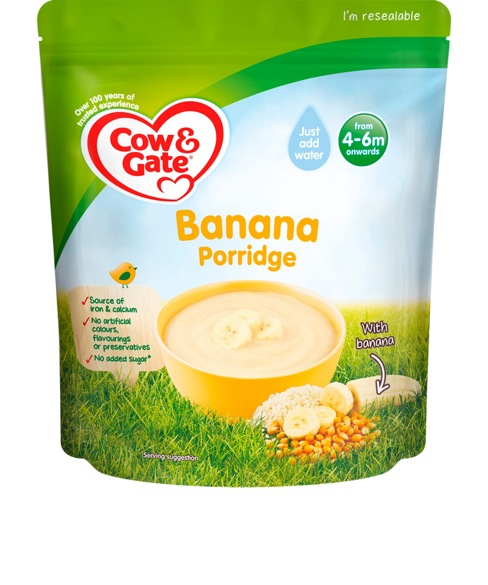 Cow & Gate Banana Porridge, 4-6+Months, 125g