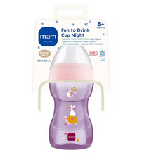 Load image into Gallery viewer, MAM Fun to Drink Cup Night with Handles 270ml, 8+Months, Pink
