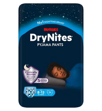 Load image into Gallery viewer, Huggies DryNites Bedwetting Pyjama Nappy Pants, Boy Age 8-13 (30-48 kg) 9 pants
