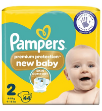 Load image into Gallery viewer, Pampers Premium Protection New Baby Size 2, 44 Nappies, 4kg - 8kg, Essential Pack
