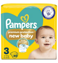 Load image into Gallery viewer, Pampers Premium Protection New Baby Size 3, 40 Nappies, 6kg - 10kg, Essential Pack

