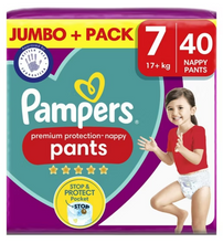 Load image into Gallery viewer, Pampers Premium Protection Nappy Pants Size 7, 40 Nappies, 17kg+, Jumbo+ Pack
