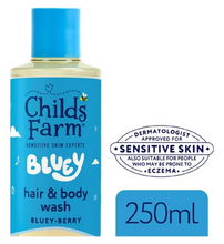 Load image into Gallery viewer, Childs Farm Hair &amp; Body Wash,  Bluey-Berry -250ml
