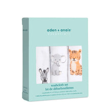 Load image into Gallery viewer, Aden + Anais Essentials Cotton Muslin Washcloths, 3 Pack -Safari Babes
