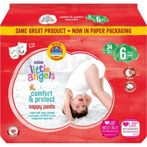 Little Angels Comfort & Protect Nappy Pants - 34pk, Size 6, (16+kg)