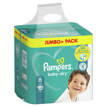 Load image into Gallery viewer, Pampers Baby Dry Size 6 Jumbo Pack- 62 Nappies, (13-18kg)
