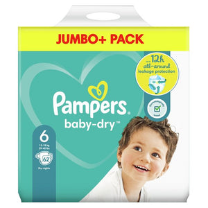 Pampers Baby Dry Size 6 Jumbo Pack- 62 Nappies, (13-18kg)