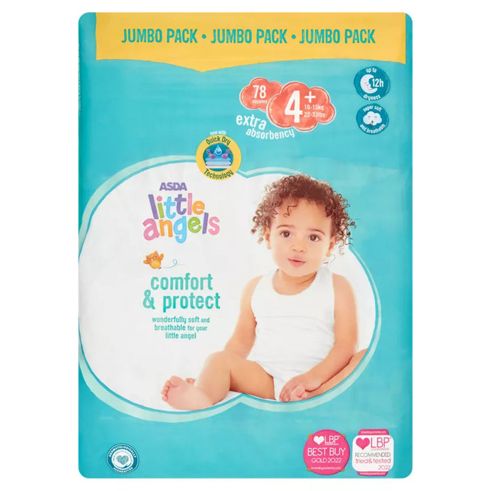 Little Angels Comfort & Protect Size 4+ Nappies - 78 pieces, (9-20kg)