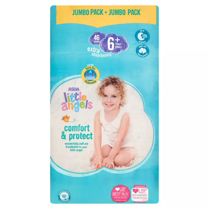 Little Angels Comfort & Protect Size 6+ Nappies Jumbo Pack, 46pack (20+kg)