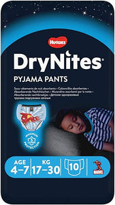 Huggies DryNites Girls / Boys Pyjama Pants, 10Pack, 4-7Years, 17-30kg