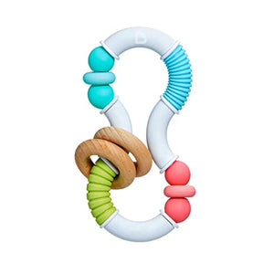 Munchkin Sili Twisty Bendable Baby  Toy, Silicone and Wooden Teether 3+Months