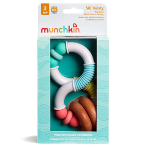 Munchkin Sili Twisty Bendable Baby  Toy, Silicone and Wooden Teether 3+Months