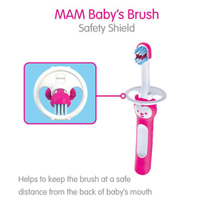 MAM Baby Brush With Safety Shield (2 Baby's Brushes and 1 Safety Shield) 6+ Months