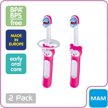 Load image into Gallery viewer, MAM Baby Brush With Safety Shield (2 Baby&#39;s Brushes and 1 Safety Shield) 6+ Months
