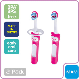 MAM Baby Brush With Safety Shield (2 Baby's Brushes and 1 Safety Shield) 6+ Months