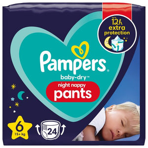 Pampers Baby Dry Size 6 Night Time Nappy Pants 24 Nappies, 15+kg