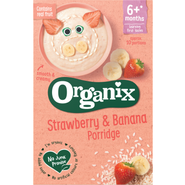 Organix Strawberry & Banana Porridge 120gm, 6+Months