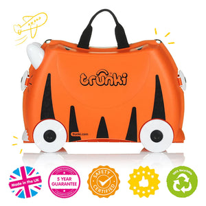 Children’s Ride-On Suitcase & Kid's Hand Luggage: Tipu Tiger (Orange).