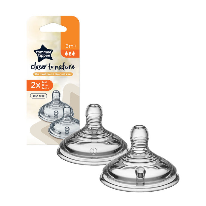 Tommee Tippee Closer To Nature Fast Flow Teats ,6+Months