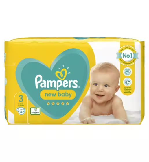 Pampers New Baby Size 3, 42 Newborn Nappies, 6kg-10kg, Essential Pack