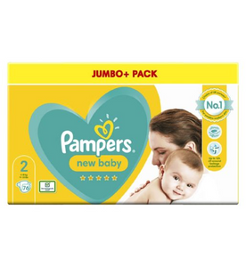 Pampers New Baby Size 2, 76 Nappies, Jumbo+ Pack, 4-8kg