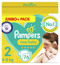 Load image into Gallery viewer, Pampers New Baby Size 2, 76 Nappies, Jumbo+ Pack, 4-8kg
