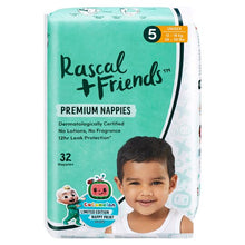 Load image into Gallery viewer, Rascal + Friends Cocomelon Premium Nappies Size 5, 32Pack, 13-18kg
