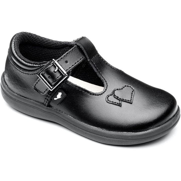 Girls Esme Black Leather School Shoe Black
