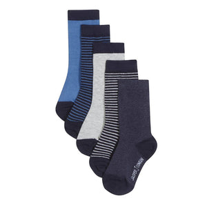 Pack Of Five Boys' Assorted Striped Socks 6-12months