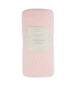 Welcome Home Chevron Knitted Blanket - pink