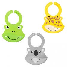 Nuby Roly Poly Animal Face Bib, 6+Months