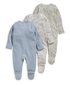 Mamas & Papas 3 Pack Bunny & Bee Sleepsuits, 3-6 months