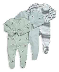 Mamas & Papas Panda Sleepsuits Multipack Set of 3 - 6-9 Months / 9-12 Months