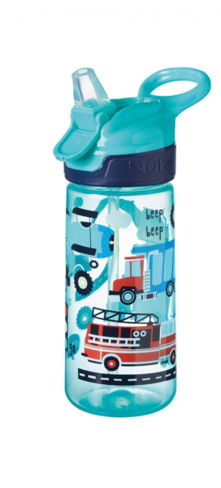 Nuby Super Quench Water Bottle Trucks, 540ml, 18+Months